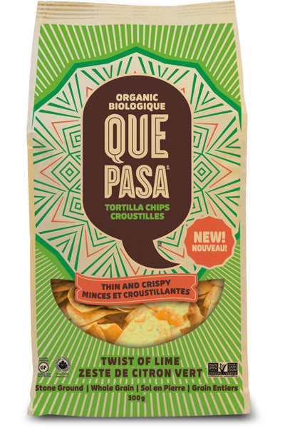 Que Pasa Organic Tortilla Chips Lime 300g