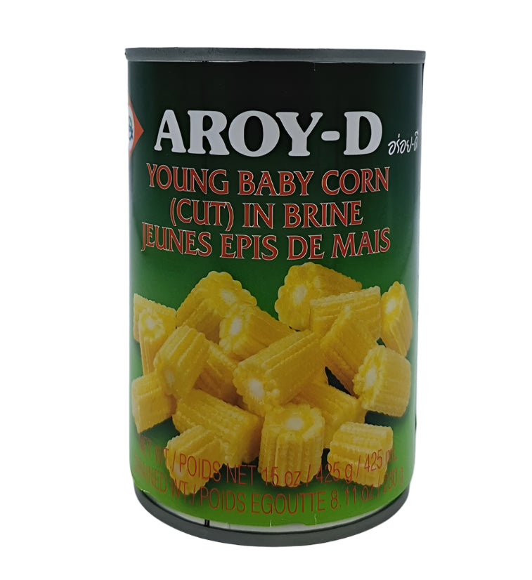 Aroy-D Young Baby Corn Cut in Brine 425mL