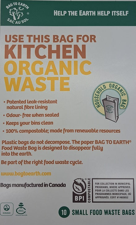Bag to Earth Compostable Food Waste Bag - 10 Small Bags