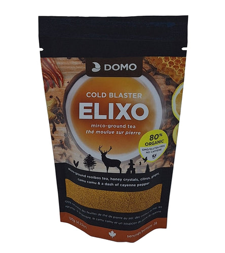DOMO Elixo Cold Blaster tea package on a white background
