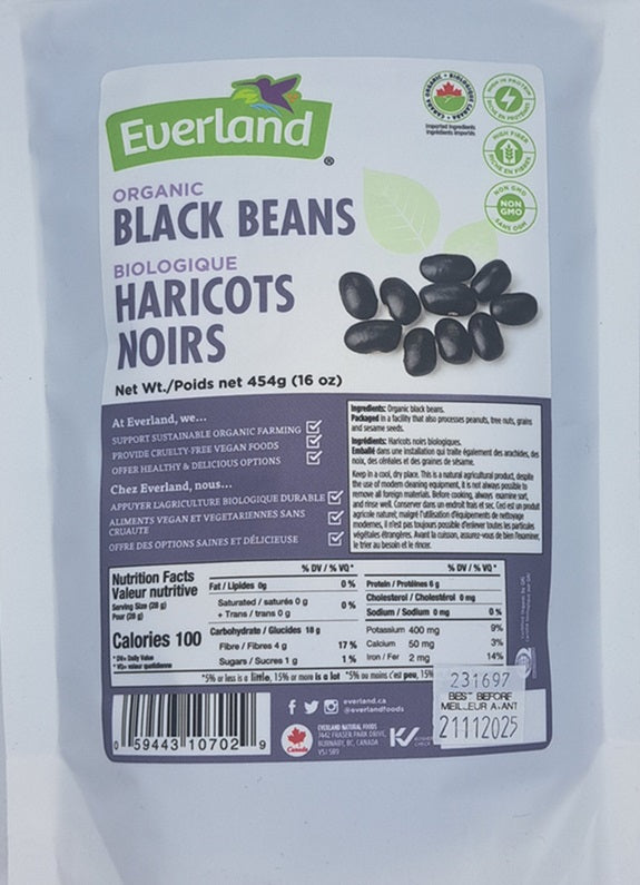 Everland Organic Black Beans 454g