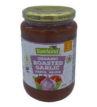 Load image into Gallery viewer, Jar of Evertland organic roasted garlic pasta sauce on a white background
