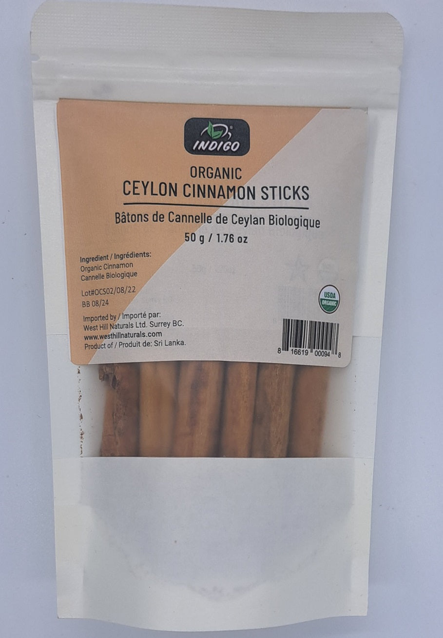 Indigo Organic Ceylon Cinnamon Sticks 50g