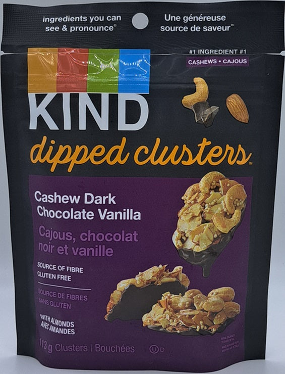 Kind Cashew Dark Choco Vanilla Dipped Clusters 113g