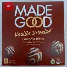 Load image into Gallery viewer, Made Good Vanilla Drizzled Granola Bites Cookies &amp; Cream 5x24g
