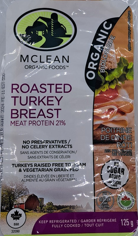 Mclean Organic Foods Roasted Turkey Breast 125g