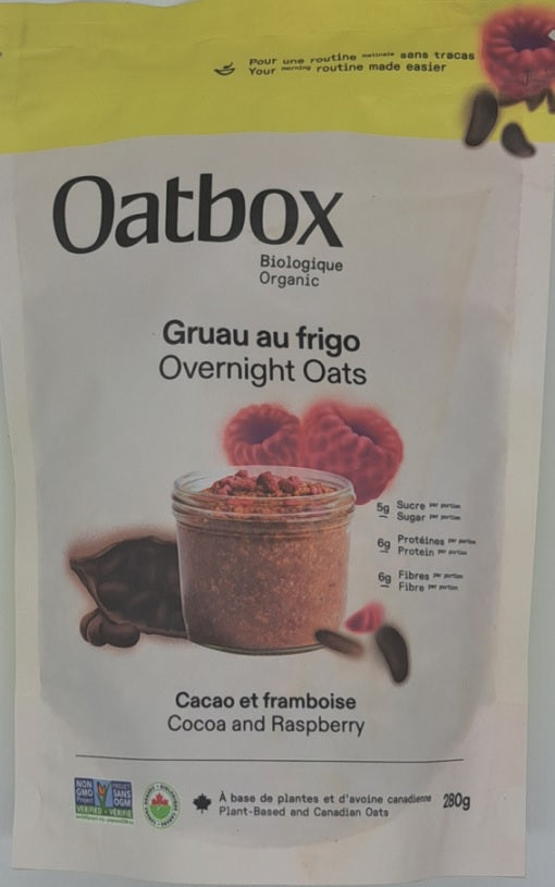Oatbox Overnight Oats - Cocoa and Raspberry 280g