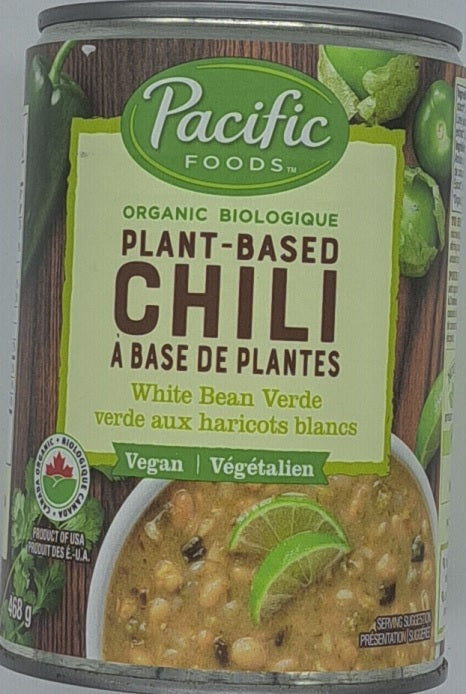 Pacific Foods Organic Plant-based Chilli - White Bean Verde 468g