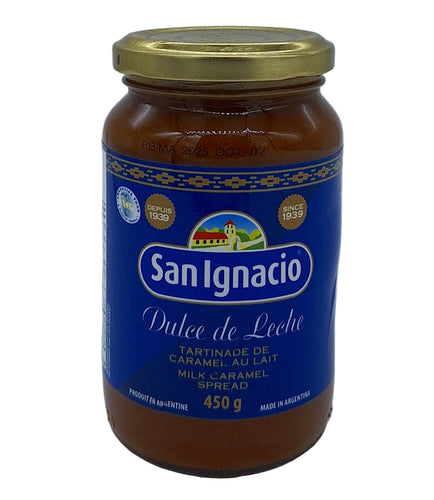 Jar of San Ignacio Dulce de Leche on a white background