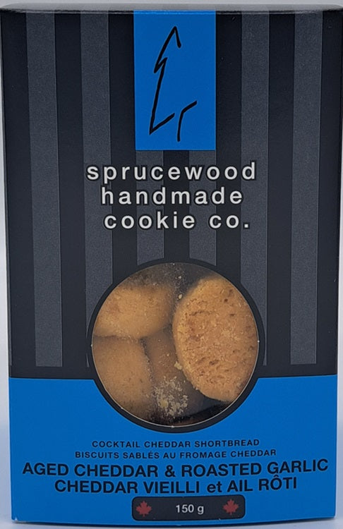 Sprucewood Handmade Cookie Co. Cocktail Cheddar Shortbread - Aged Cheddar& Roasted Garlic 150g