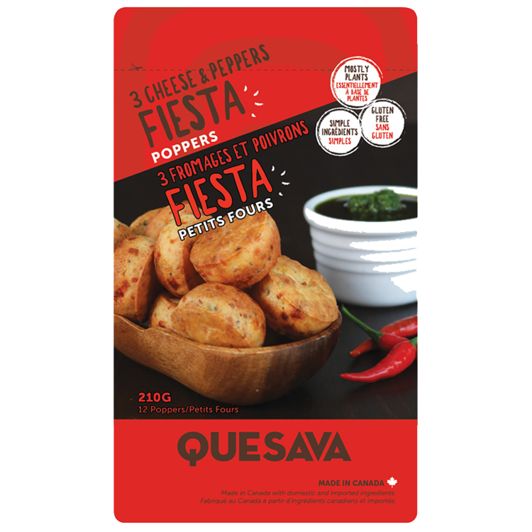 Quesava Gluten-Free Three Cheese & Peppers Fiesta Poppers